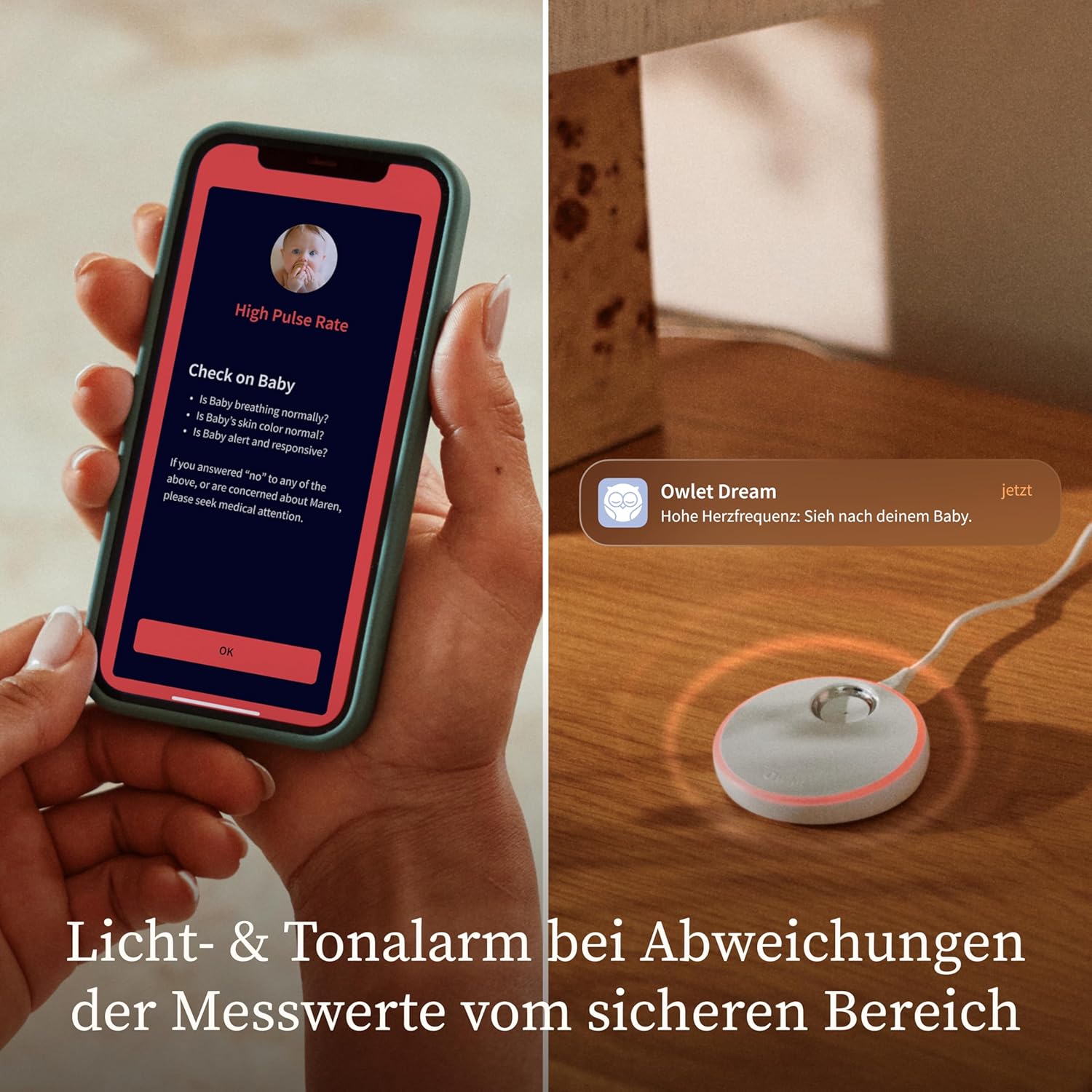 Baby Schlafsensor mit App Überwachung 0–18 Monate Smart Baby Monitor System Schlaftracking Benachrichtigungen Bedtime Blue