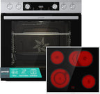 Einbauherd Set Heißluft Inox Set 4 77L Glaskeramik Kochfeld mit ExtraSteam AirFry PizzaMode PerfectGrill EcoClean
