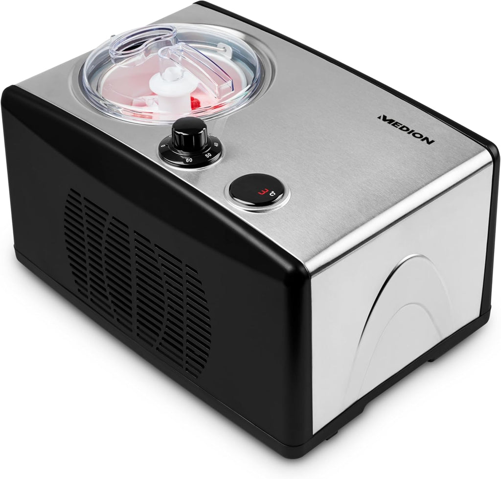 Eismaschine mit Kompressor 1,5 L MD 18387 selbstkühlend 150 W für Eiscreme Frozen Yoghurt Sorbet