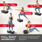 Vibrationsplatte für Ganzkörpertraining VP250 200W 180 Intensitätsstufen Bluetooth 8 Programme