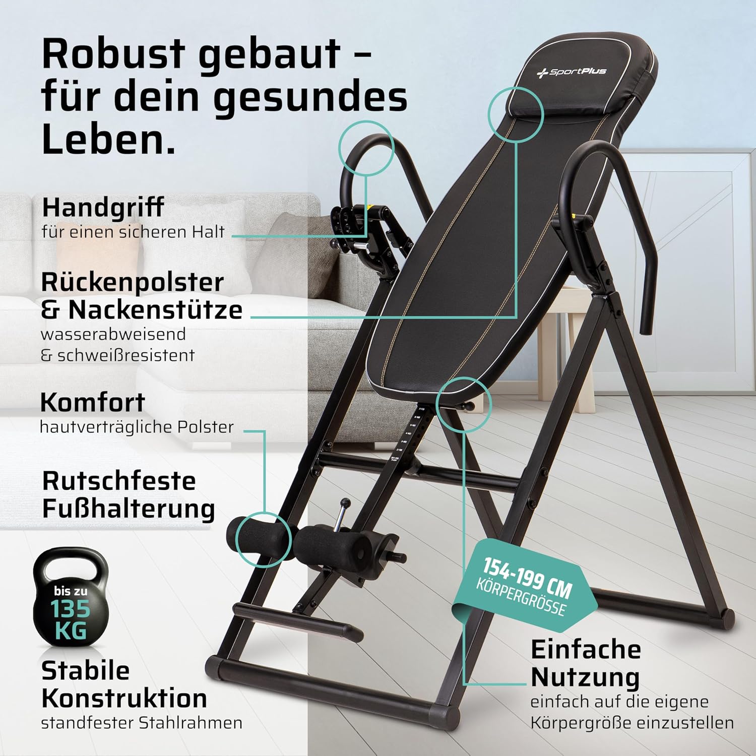 Inversionsbank klappbar SP-INV-1100-B Schwerkrafttrainer Rückenstrecker 4 Winkel bis 135 kg