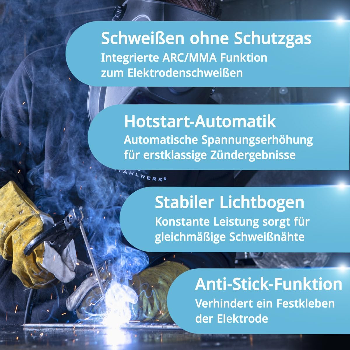 MIG MAG Schweißgerät 200A IGBT Inverter FLUX Lift TIG MMA synergischer Drahtvorschub 230V Metall