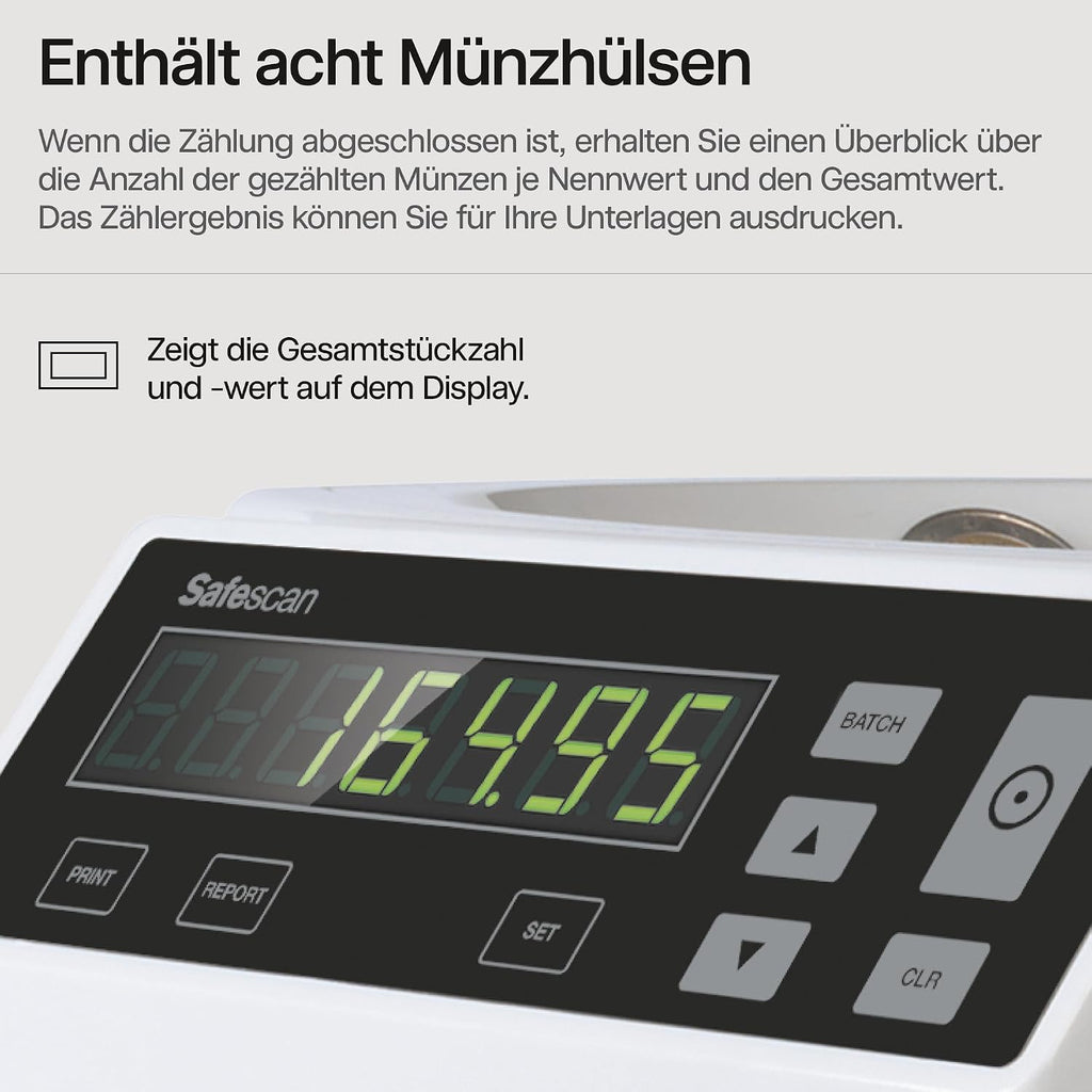 Münzzähler und Münzsortierer 1250 für Euro-Münzen mit automatischer Zählfunktion und Sortierung nach Stückelung