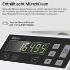 Münzzähler und Münzsortierer 1250 für Euro-Münzen mit automatischer Zählfunktion und Sortierung nach Stückelung