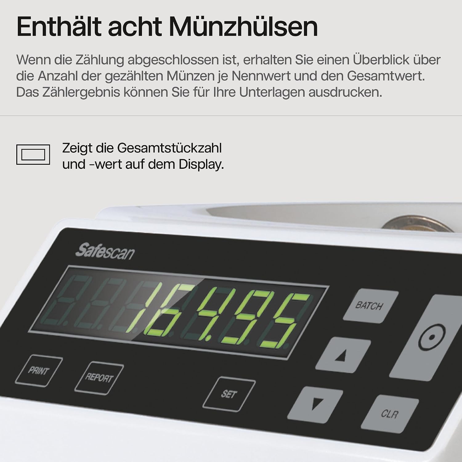 Münzzähler und Münzsortierer 1250 für Euro-Münzen mit automatischer Zählfunktion und Sortierung nach Stückelung