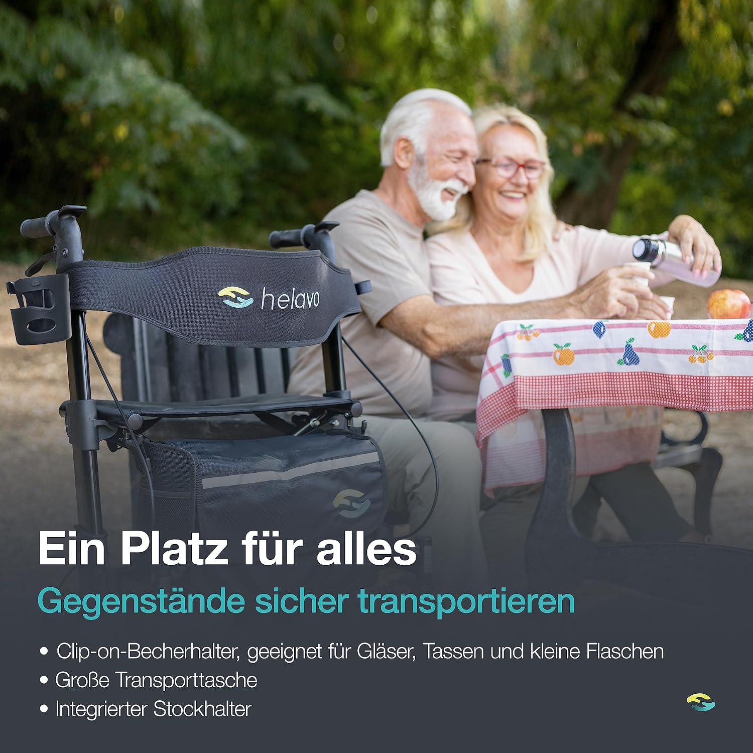 Outdoor Rollator mit Luftbereifung faltbar mit Sitz und Lehne 12/10 Zoll Räder Aluminium für Gelände Einsatz