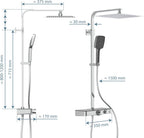 Duschsystem Thermostat OCEAN 60531 Regendusche 30x30cm Glasablage Duschsäule Chrom Anthrazit Wandmontage 80-120cm Stange