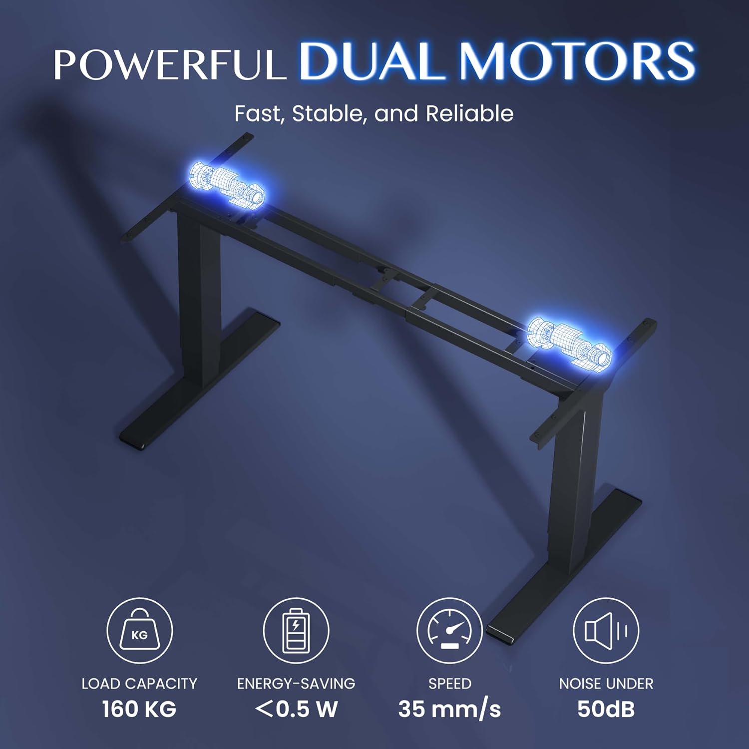 Elektrisch höhenverstellbares Schreibtischgestell EC5 PRO Doppelmotor 160 kg Tragkraft 62-127 cm Memoryfunktion LED Anzeige