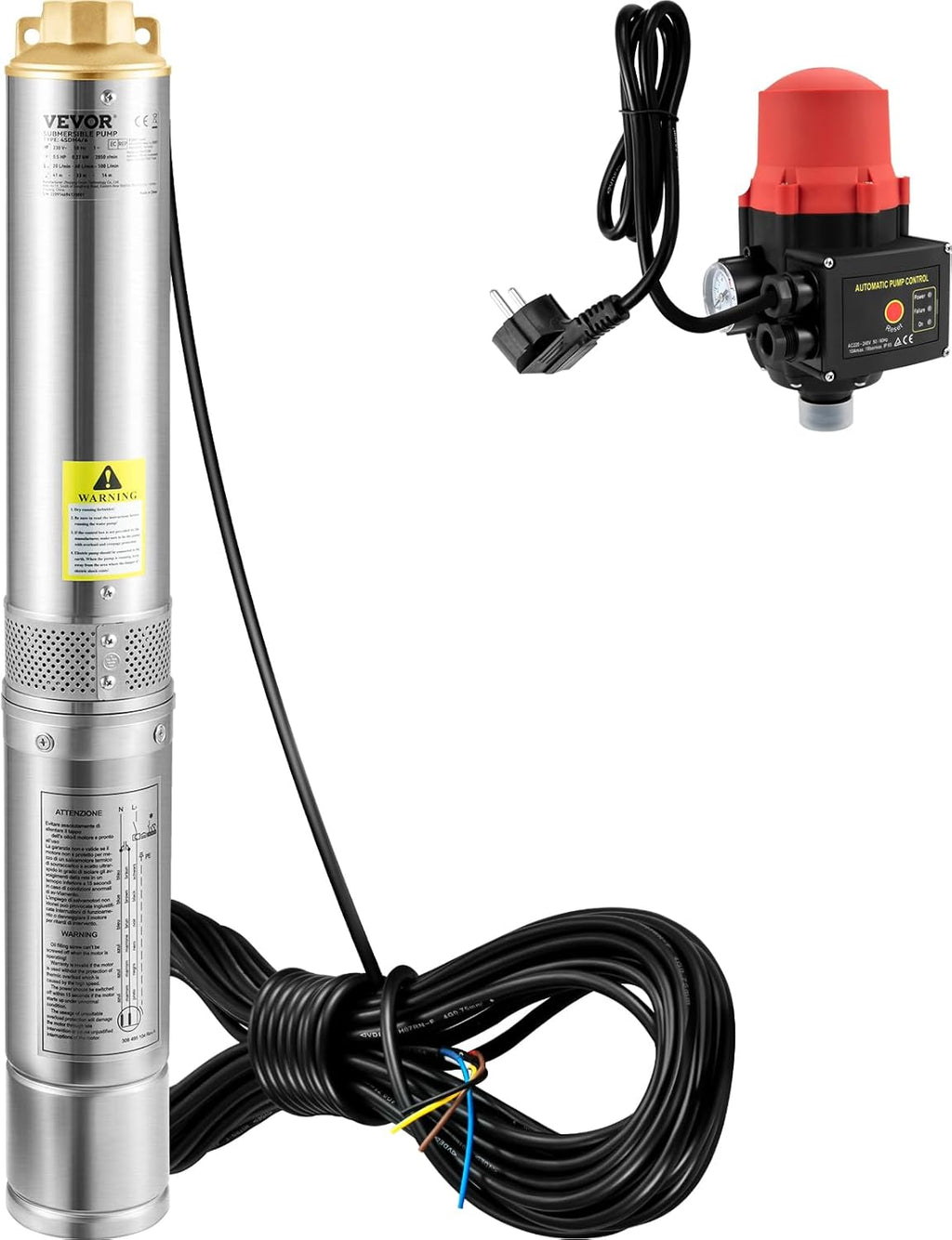 Tiefbrunnenpumpe Edelstahl 750 W 230 V 105 L/min 62 m Förderhöhe 3,5 Zoll