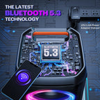 Bluetooth Lautsprecher 240W Max T11 IPX6 115dB Subwoofer RGB Licht Mikrofon Gitarren Eingang für Party
