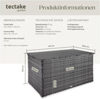 Garten Aufbewahrungsbox 404245 aus Polyrattan und Aluminium 750 L wetterfest UV-beständig 145 x 82,5 x 79,5 cm mit Gasdruckfedern