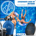 Pool Sandfilteranlage 10200 l/h 400 W mit 7-Wege-Ventil Filterbällen und Wettercover für Pools bis 60000 L
