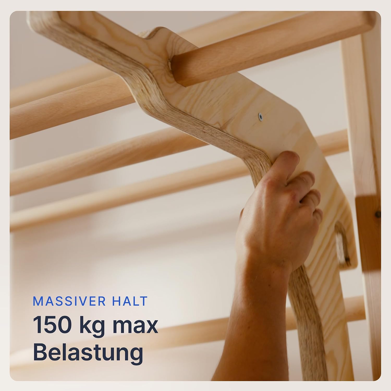 Sprossenwand mit Klimmzugstange Dip Erweiterung Holz Kletterwand Erwachsene Kinder bis 150kg