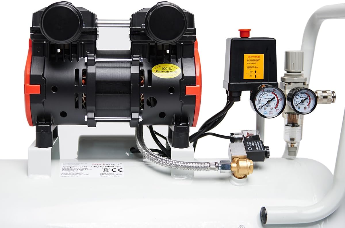 Druckluftkompressor SW 425/10 Pro 50 L 10 bar 1100 W ölfrei mit Druckminderer und Wasserabscheider