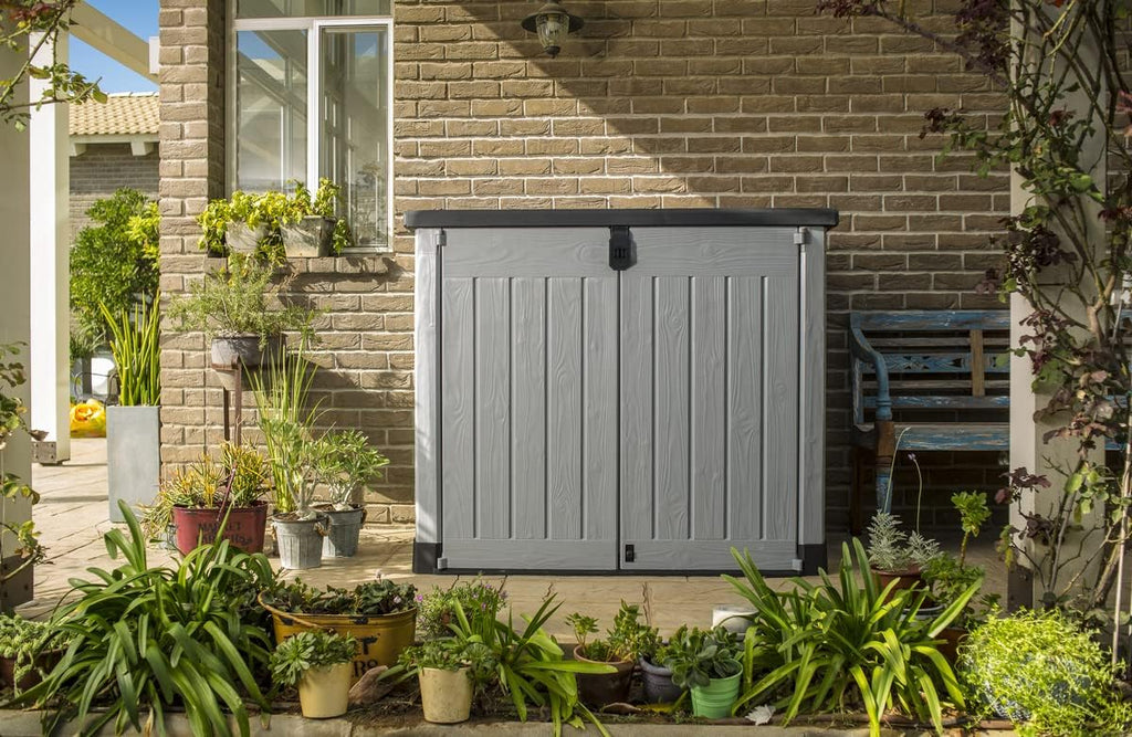 Mülltonnenbox Store It Out Pro 1200L 145.5x82x123cm wetterfest abschließbar Polypropylen für 2x 240L Mülltonnen