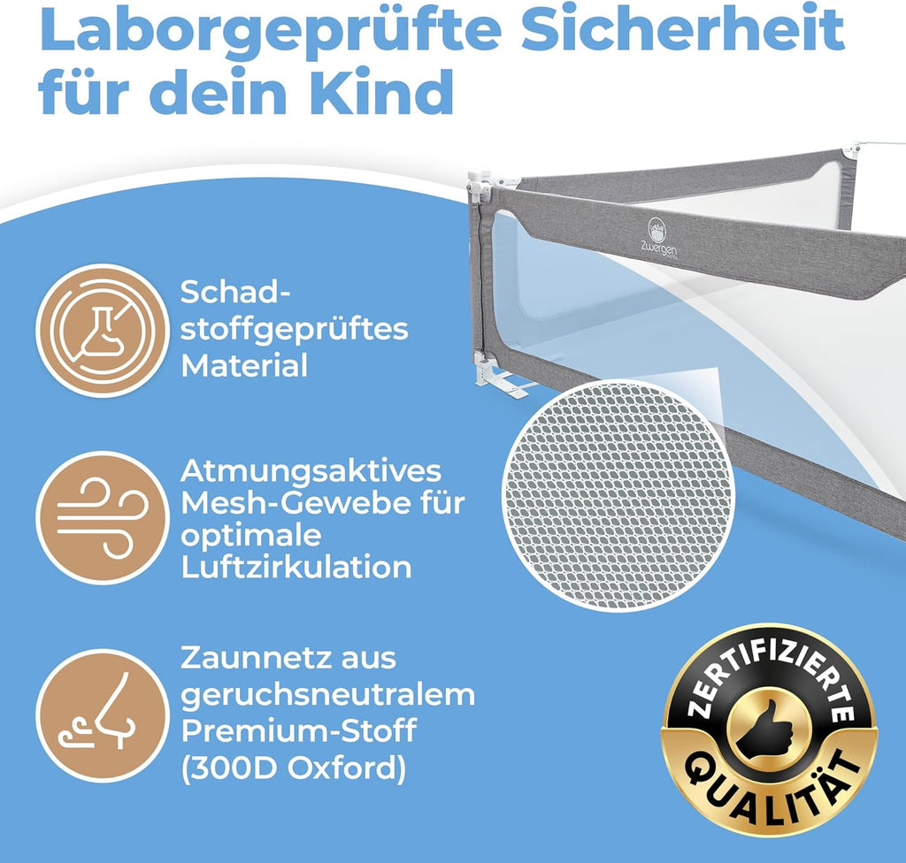 Rausfallschutz Bettgitter Set PS_1313 für Boxspringbett und Familienbett 180x200 cm 3 Bettgitter mit Zwischenraumschutz