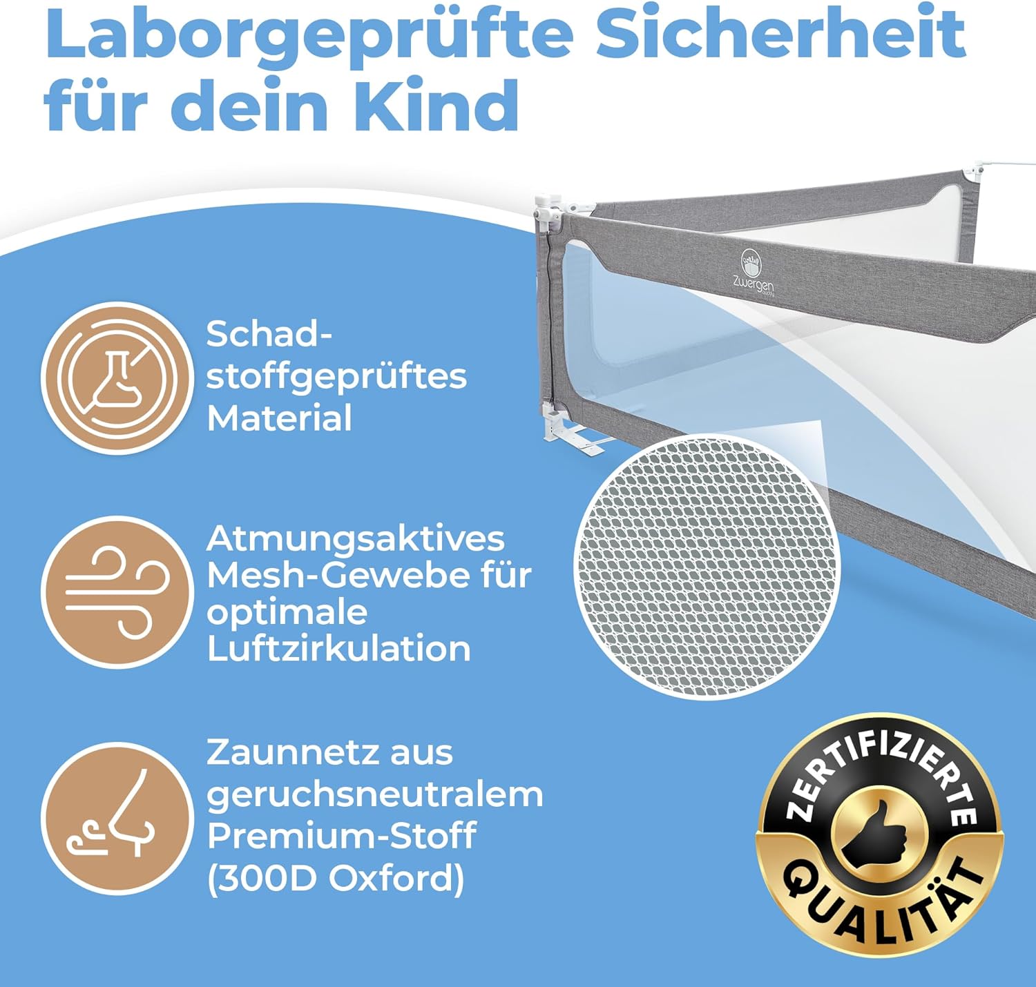 Rausfallschutz Bettgitter Set PS_1313 für Boxspringbett und Familienbett 180x200 cm 3 Bettgitter mit Zwischenraumschutz