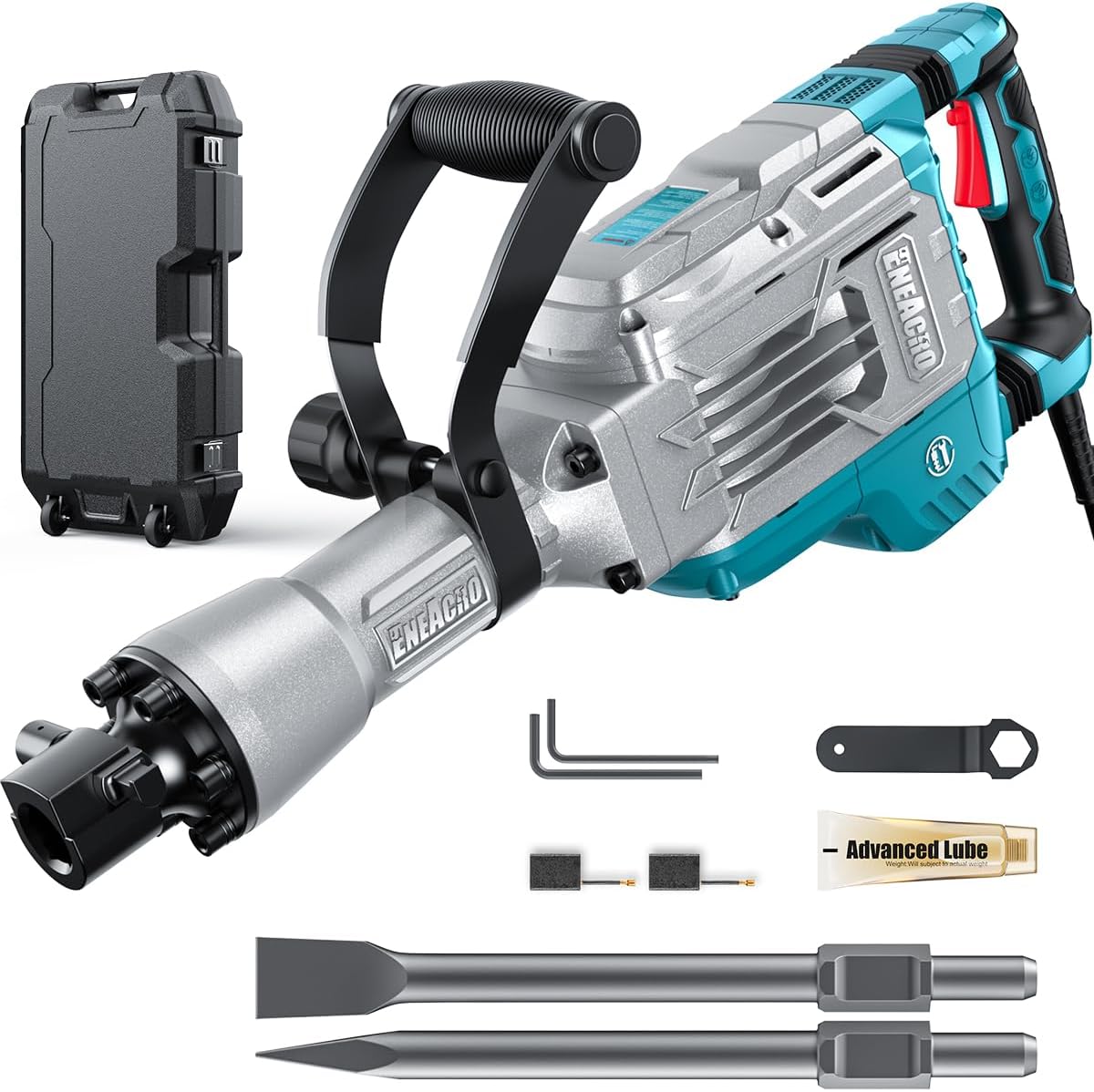 Abbruchhammer SDS-Hex 1700 W 65 J Z1G-DS-107HC Beton Stemmhammer mit Meißel Set und Transportkoffer