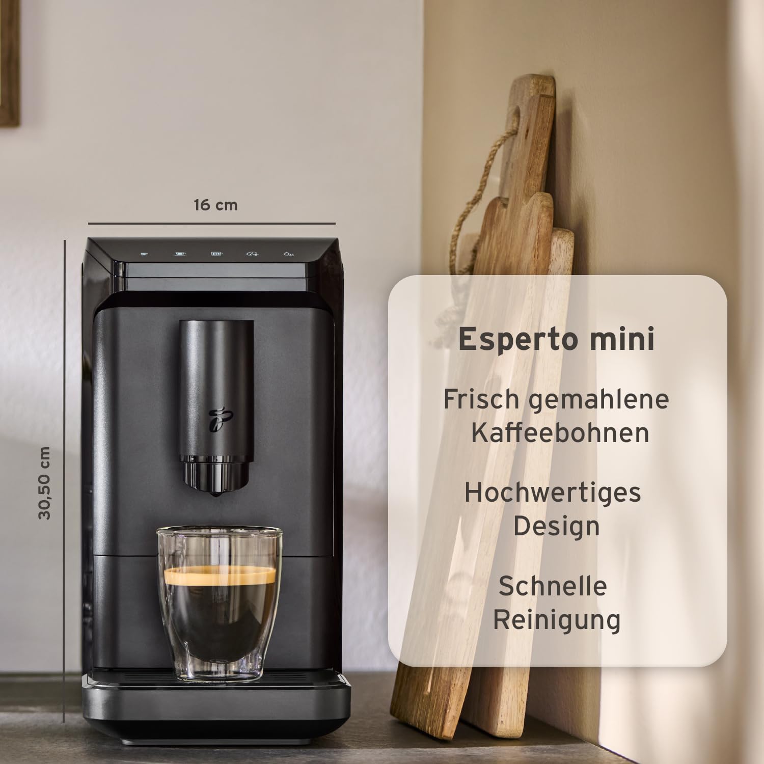 Kaffeevollautomat Esperto mini MSA23107 Espresso und Caffè Crema Bohnenmaschine 16 cm Breite 1,1 L Wassertank