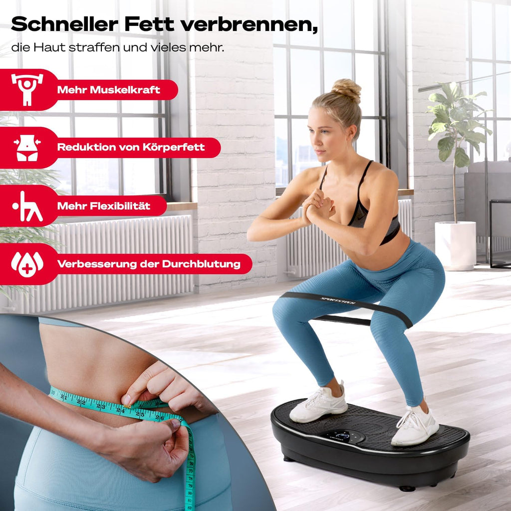 Vibrationsplatte für Ganzkörpertraining VP250 200W 180 Intensitätsstufen Bluetooth 8 Programme