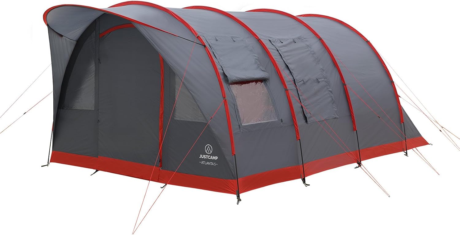 Tunnelzelt 5 Personen Atlanta 475x305x205 cm Stehhöhe Vordach eingenähter Boden 2 Kabinen Moskitonetz Eingang