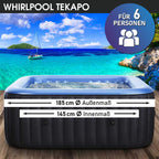 Aufblasbarer Whirlpool 6 Personen 185x185cm Tekapo C-TE062 132 Massagedüsen Spa Pool mit Heizung und Energiespar Timer