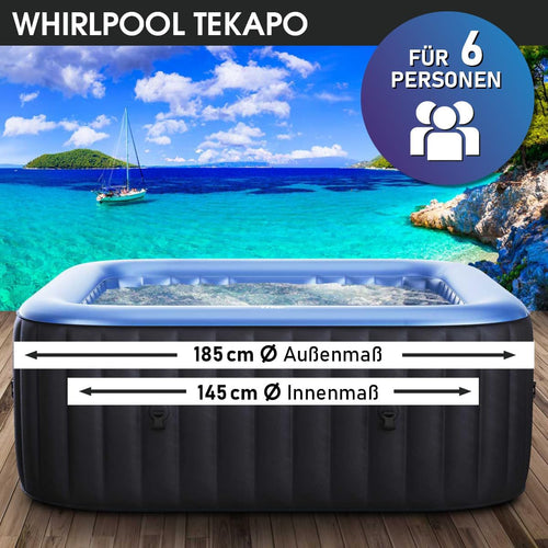 Aufblasbarer Whirlpool 6 Personen 185x185cm Tekapo C-TE062 132 Massagedüsen Spa Pool mit Heizung und Energiespar Timer