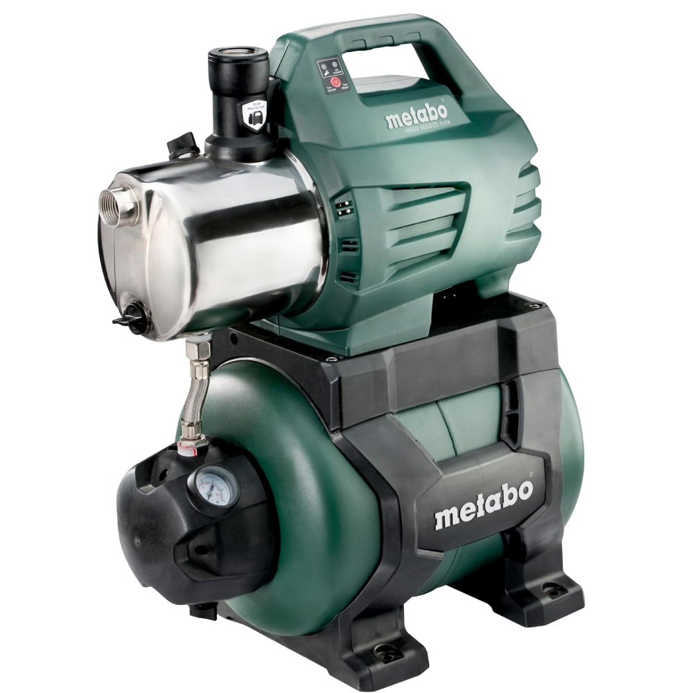 Hauswasserwerk Edelstahl 600975000 1300 W 6000 l/h 55 m Förderhöhe mit 24 L Druckkessel