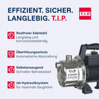 Gartenpumpe Edelstahl GP 5000 INOX 1200W 5000 l/h 45 m Förderhöhe 4,5 bar selbstansaugend Jet-System