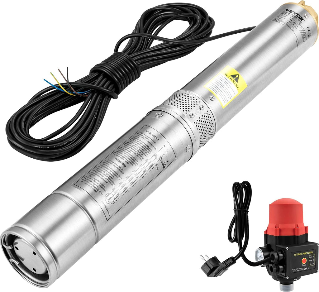 Tiefbrunnenpumpe Edelstahl 750 W 230 V 105 L/min 62 m Förderhöhe 3,5 Zoll
