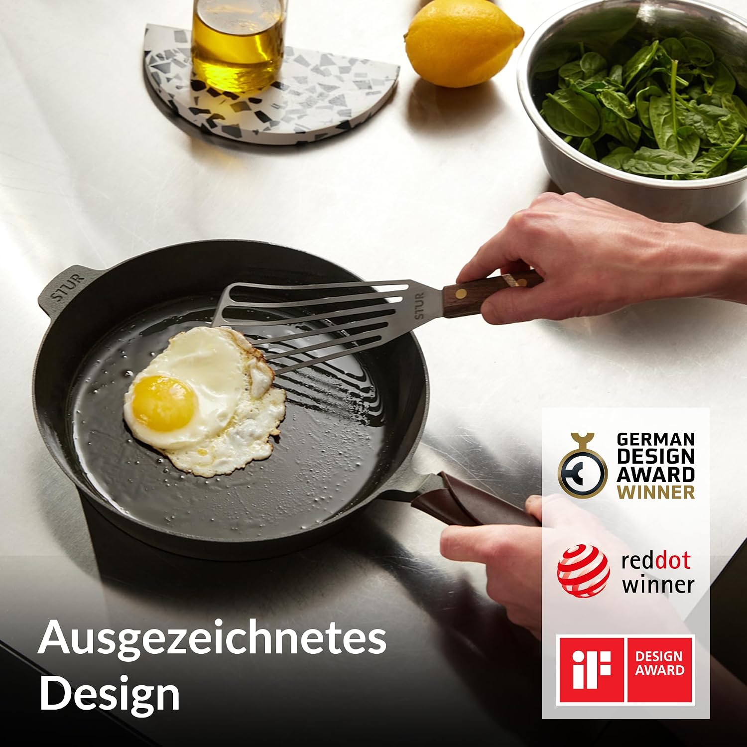 Gusseisenpfanne 28 cm voreingebrannt für Induktion und alle Herdarten backofengeeignet