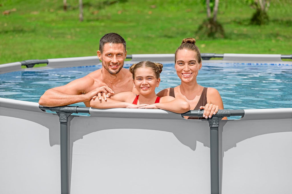 Aufstellpool Steel Pro MAX rund 366 x 122 cm 10250 Liter mit Filterpumpe Sicherheitsleiter und Abdeckplane Modell 56420