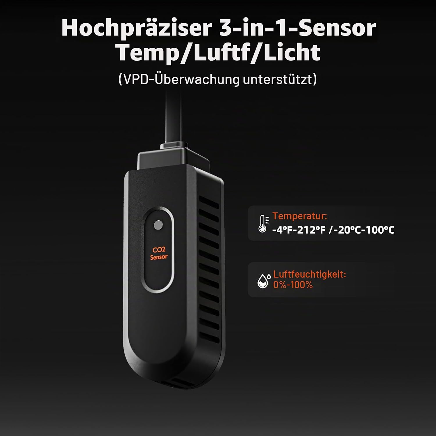 100mm Rohrventilator Abluftset mit Aktivkohlefilter Temperatur Feuchtigkeitssensor 350m³/h Growbox Set
