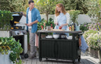 BBQ Beistelltisch XL mit Edelstahl-Arbeitsplatte 134 x 51,7 x 89,6 cm Wetterfest 298 L Stauraum