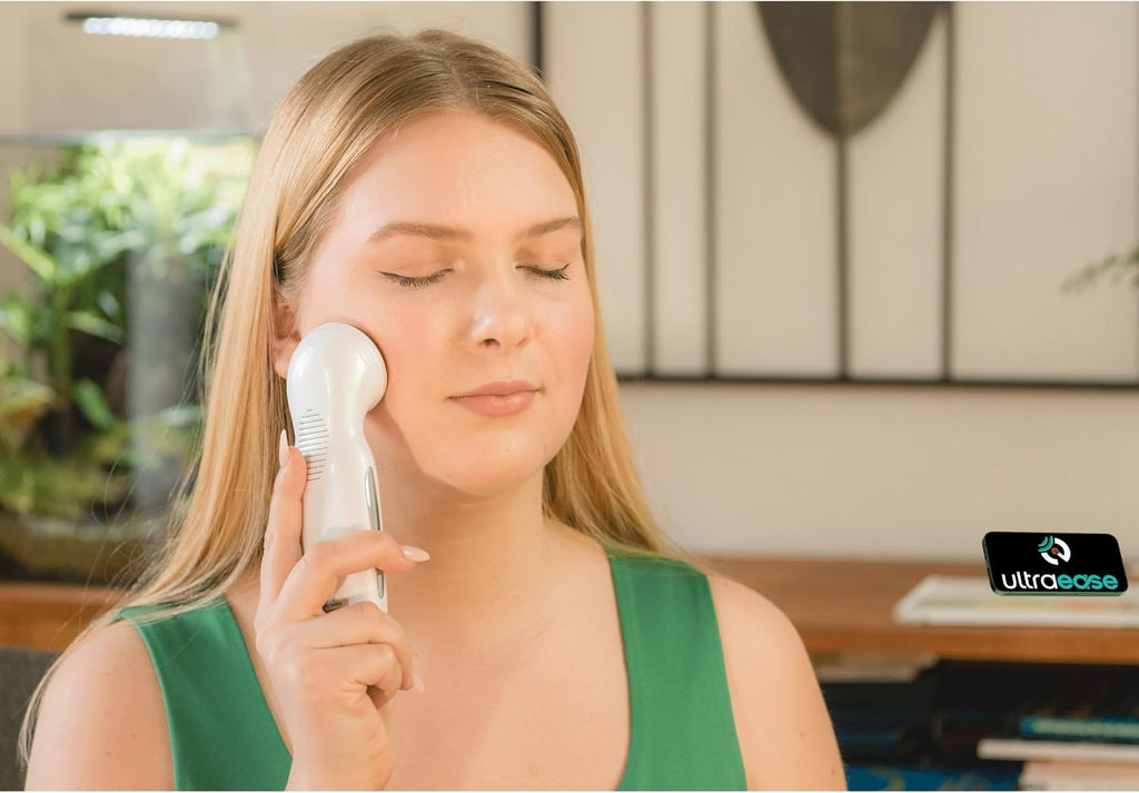 Cordless ultrasound therapy device body face heat 3 levels 10 min timer muscle recovery 4 exercises