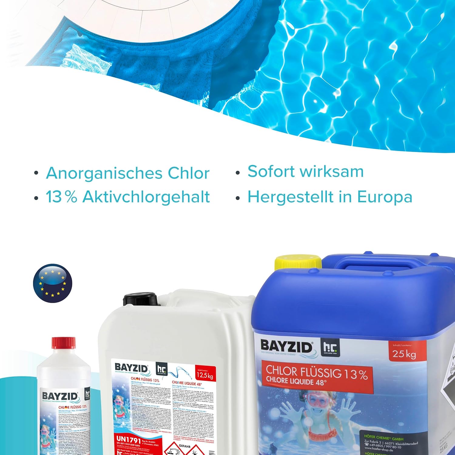 Pool Flüssigchlor SW538-2022 4 x 25 kg mit 13–15 % Aktivchlorgehalt