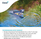 Teich Oberflächenabsauger Skimmer SwimSkim 50 für bis 50 m² 3500 l/h 45W Wasseroberflächenreinigung Teich