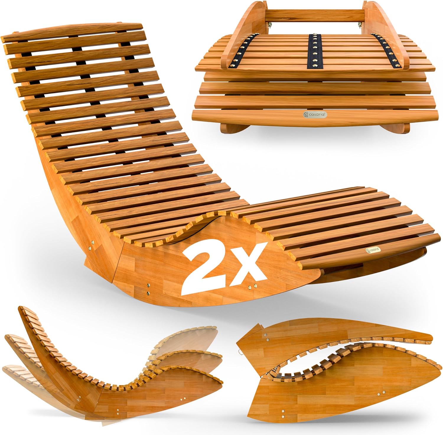 Sonnenliege klappbar Akazienholz 195x60 cm wetterfest 160 kg belastbar ergonomisch Gartenliege Relaxliege 2 Stück