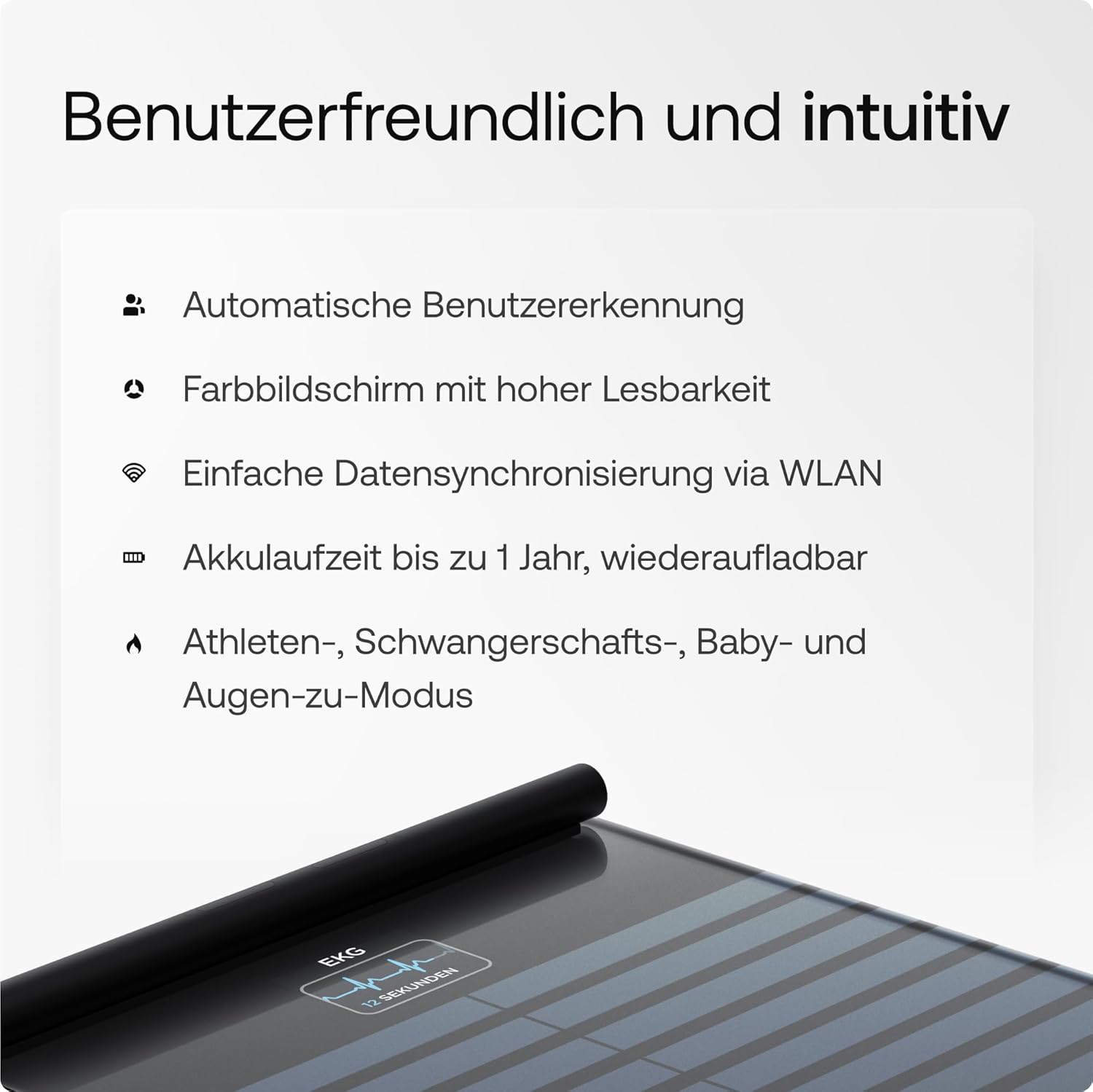 Vernetzte Personenwaage Körperzusammensetzung Body Scan WLAN BIA Körperfett Muskelmasse Wasseranteil EKG segmentale Analyse 6-Kanal