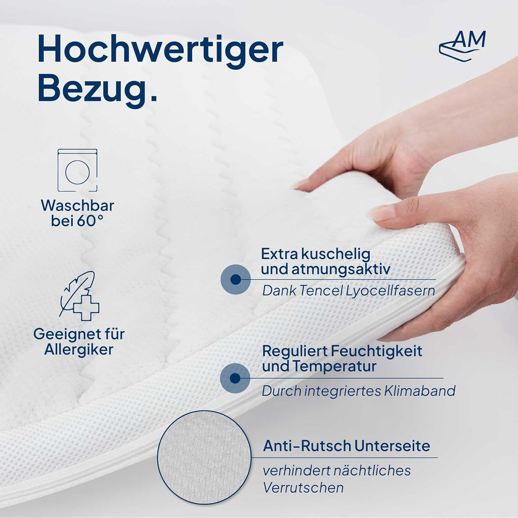 Gelschaum Matratzen Topper 180x200 cm RG50 6cm Memory Foam Lyocell Bezug rutschfest Klimaband