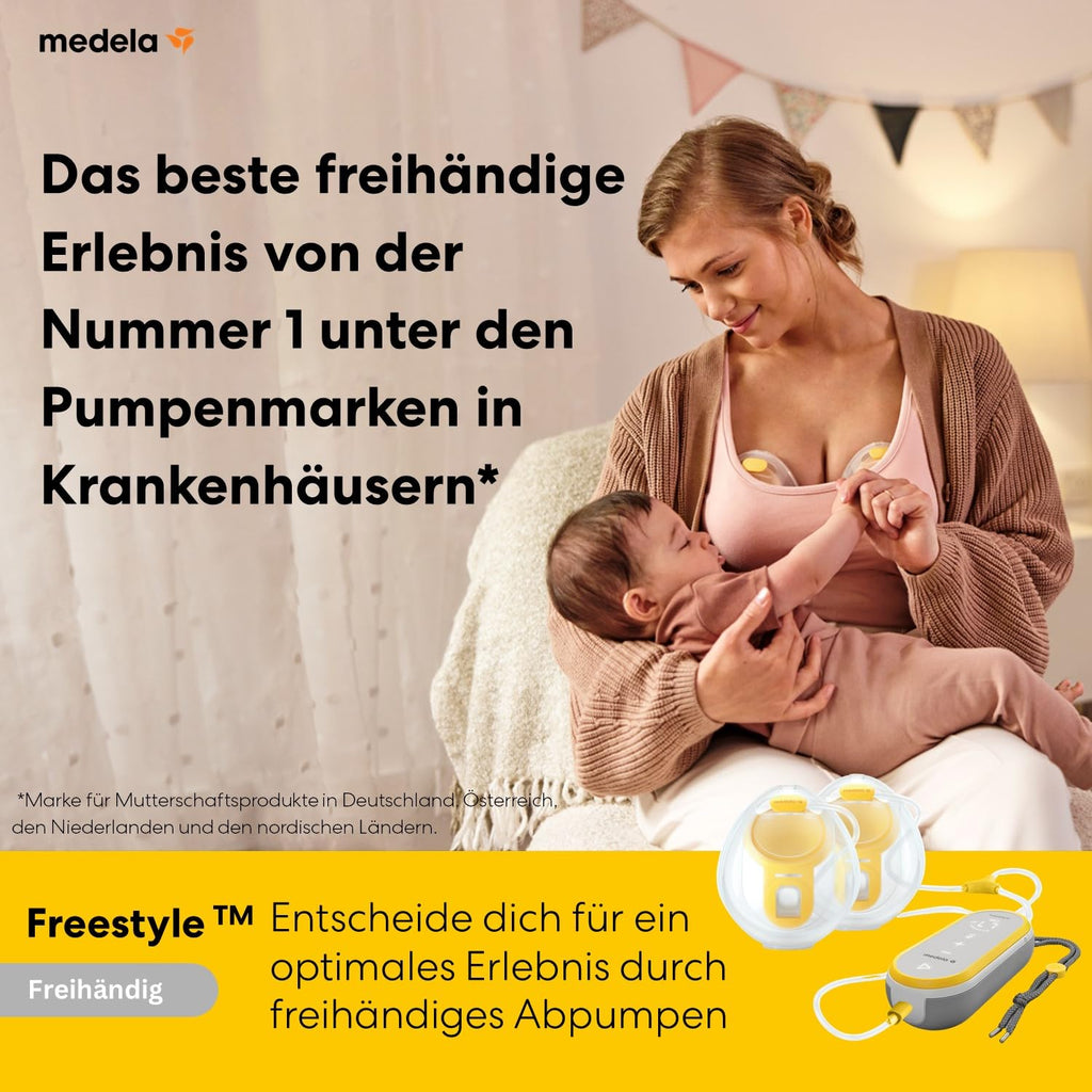 Elektrische Doppelmilchpumpe Freestyle Hands Free App Verbindung tragbar 24 dB Akku betrieben inkl Auffangschalen