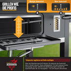 Holzkohlegrill XXL Grillwagen mit Deckel Thermometer und Smokerfunktion 56 x 41,5 cm Grillfläche inkl. Haube Bürste Pinsel & 8 Spieße