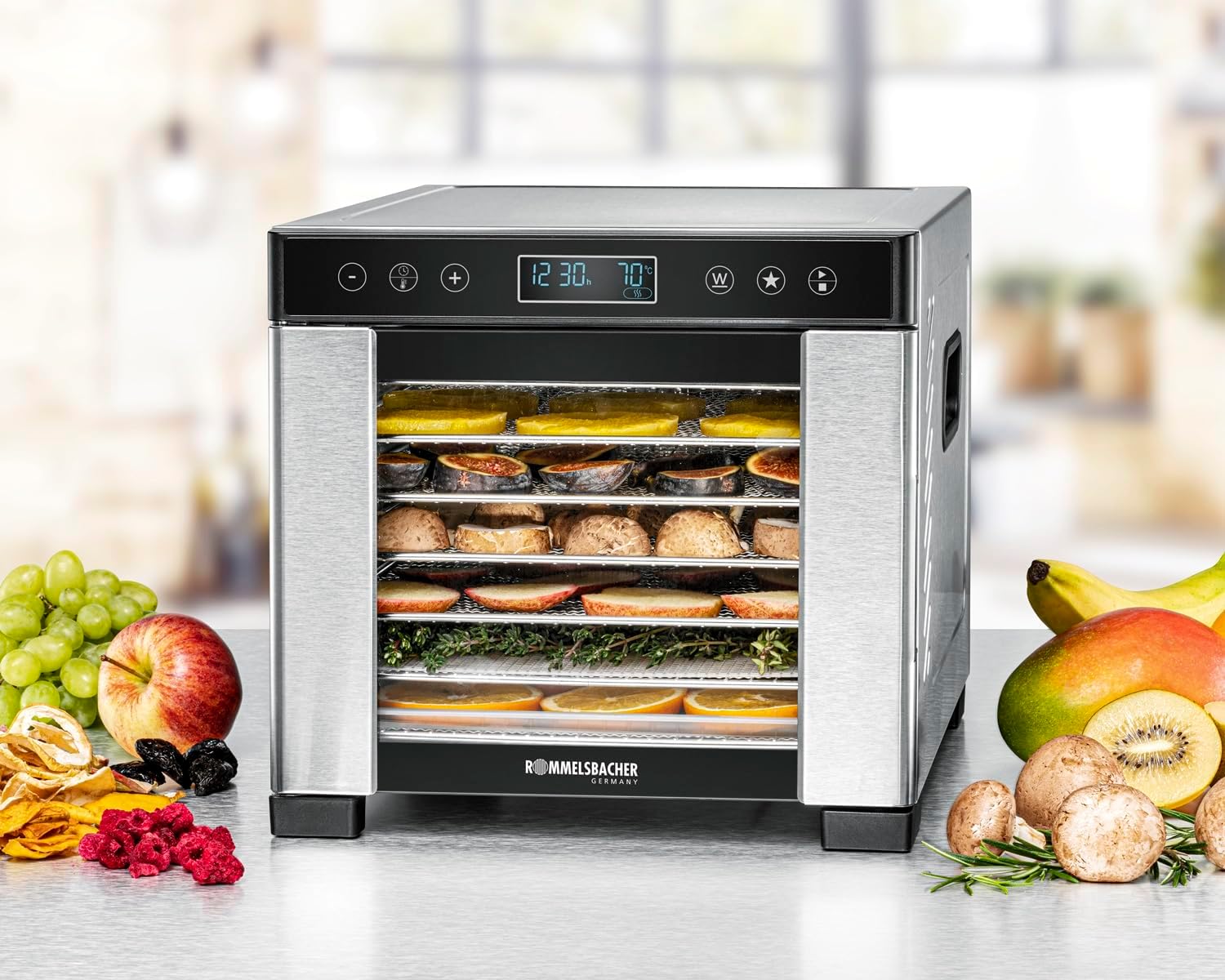 Dörrautomat DA 650 600W 7 Edelstahl-Tabletts 0,5 m² Dörrfläche Temperatur 35–75°C 99h Timer LCD Display
