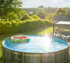 Aufstellpool Rund 549x132 cm Frame Pool Komplettset Rattan Optik Grau inkl Filterpumpe Bodenvlies Abdeckplane Leiter