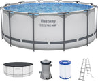Aufstellpool Steel Pro MAX rund 366 x 122 cm 10250 Liter mit Filterpumpe Sicherheitsleiter und Abdeckplane Modell 56420