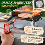 Outdoor Gas Pizzaofen NeroSpin 12 Zoll 6,2 kW 450 °C mit Pizzastein Drehteller Pizzaschaufel Thermometer und Tragetasche