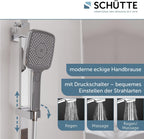 Duschsystem Thermostat OCEAN 60531 Regendusche 30x30cm Glasablage Duschsäule Chrom Anthrazit Wandmontage 80-120cm Stange
