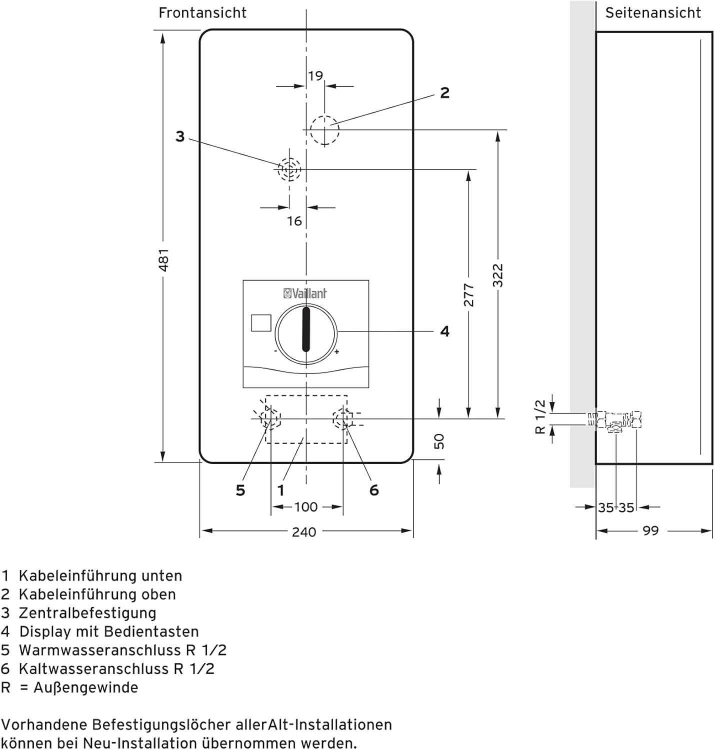 Elektrischer Durchlauferhitzer 21 kW 400 V 8 l/min digitale Temperaturregelung IP25 wandmontiert Modell 0010023778