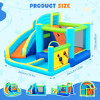 Hüpfburg mit Gebläse Wasserspielcenter 360 x 340 x 218 cm PVC Schloss mit Rutsche Kletterwand und Basketballkorb