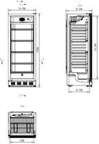 Getränkekühlschrank GSC4280B 280L Glas Tür belüftete Kühlung 6 verstellbare Regale Schloss Schwarz freistehend